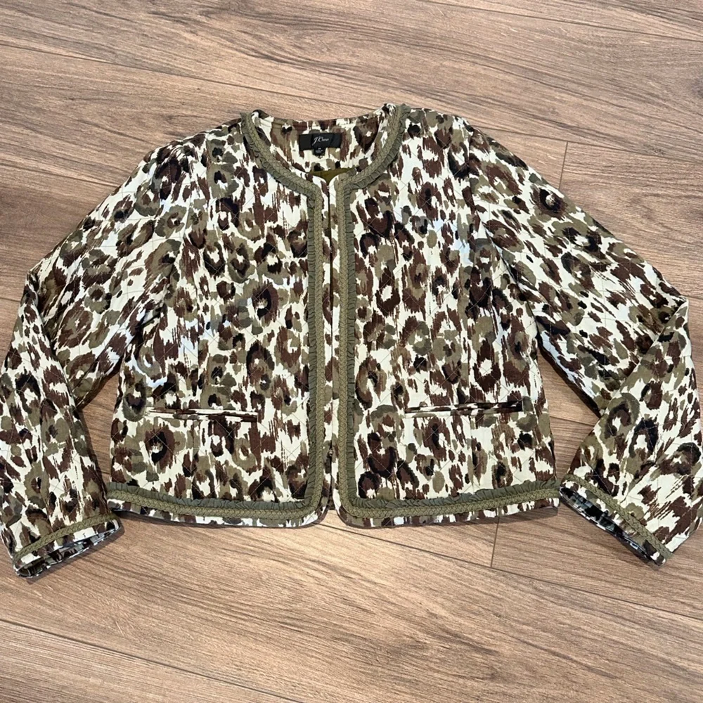 J Crew Quilted Lady Coat in Autumn Cheetah Size Medium